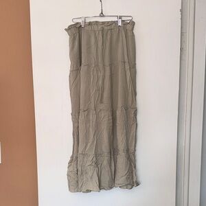 Love Tree Women's Tiered Midi Skirt in Light Olive